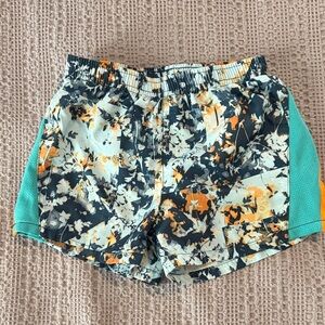 Nike Kids Floral Print Shorts - Black, Orange, Teal